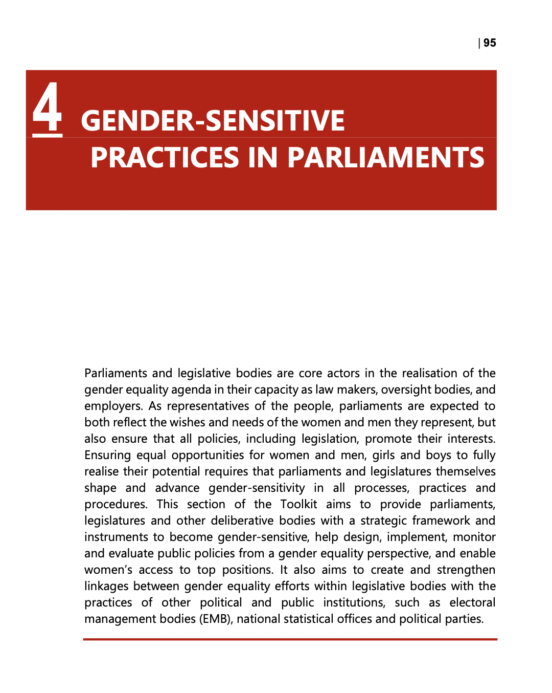 Gender-sensitive practices in parliaments