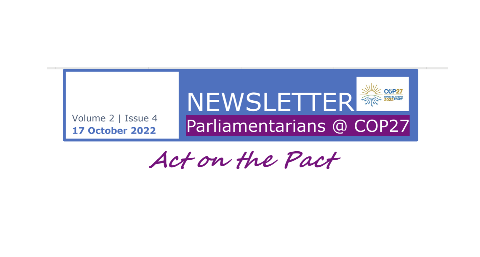 Latest issue of the ACT ON THE PACT newsletter