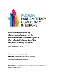 Parliamentary Control of Governmental Actions on the Interaction with European Organs in the Hellenic Parliament and the National Assembly of Serbia