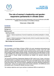The role of women’s leadership and gender- responsive parliaments in climate action