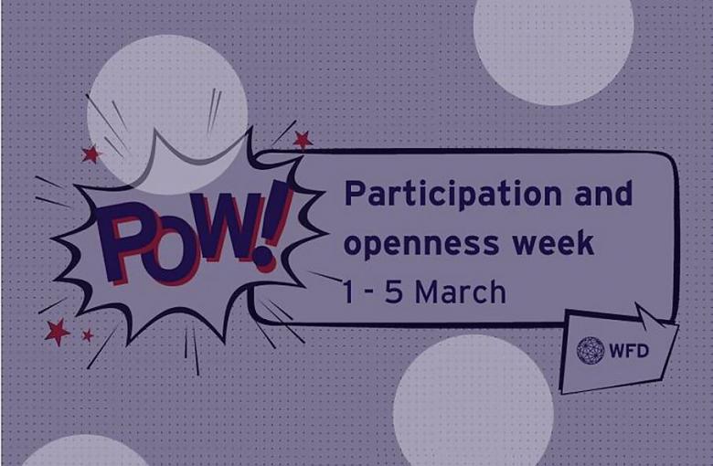 Image of the poster saying "Participation and Openness Week 1-5 March POW!"