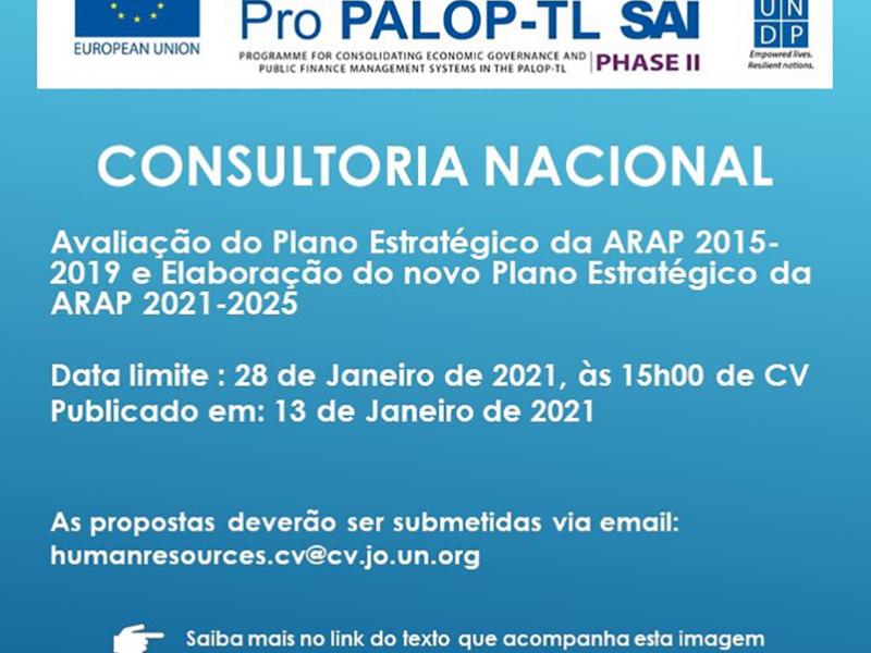 Consultoria Nacional - Avaliação do Plano Estratégico da ARAP 2015-2019 bem como elaboração do novo Plano Estratégico da ARAP 2021-2025